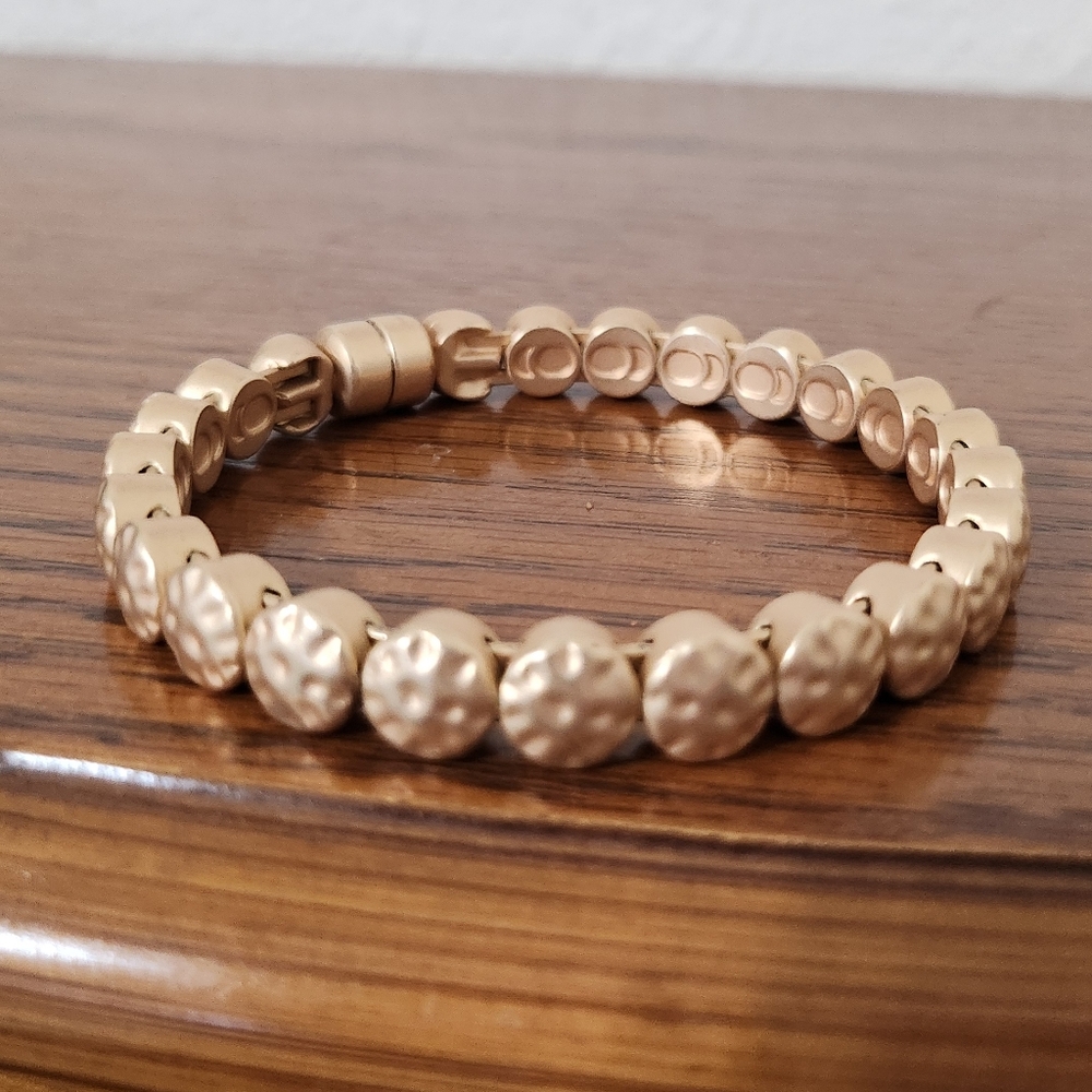 Plunder Design Magnetic Gold Hammered Bracelet. In Excellent Condition